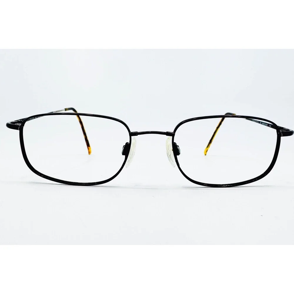 Flexon 610 Eyeglasses Mens Coffee Brown Oval Metal Frames 51-18-140