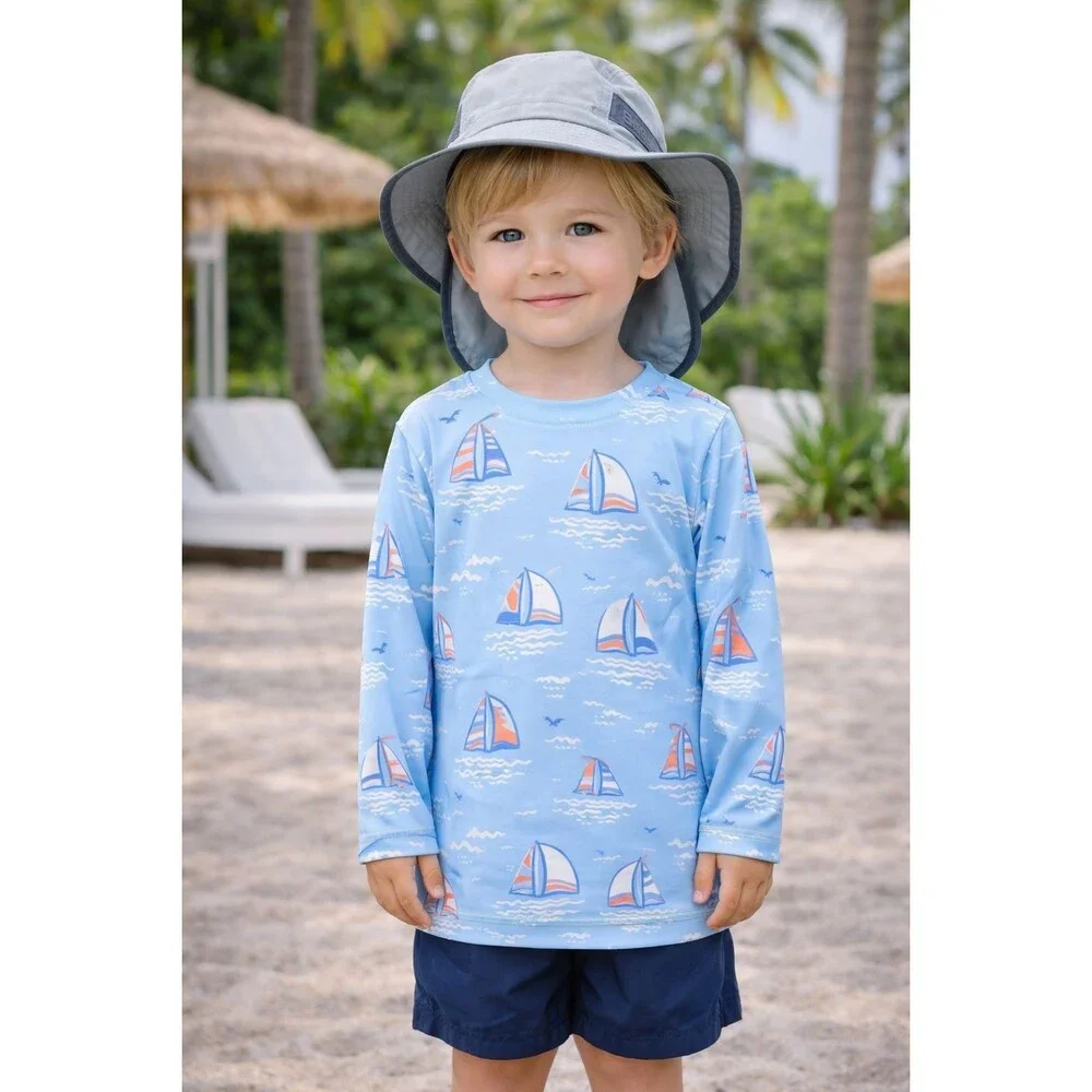SUNDAY AFTERNOONS Kids Boys Sun Hat 3-6Y MEDIUM‎ Wide Brim Gray UV Protection