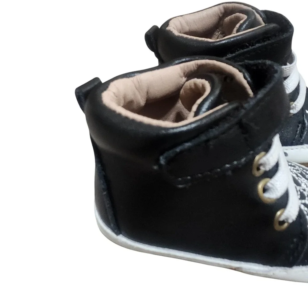 Baby Size 3C Spider Web High Top Sneakers Leather Black Goth Punk A Bear Co