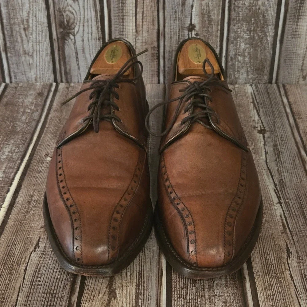 8 D Mens Allen Edmonds Wendell Brown Leather Bicycle Toe Brogue Oxfords Shoes