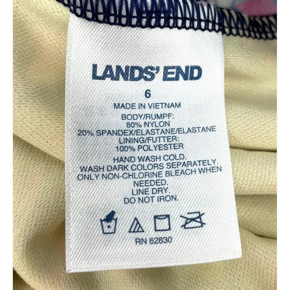 Lands' End Girl 6 Blue Hearts Swim Top Racerback Tankini