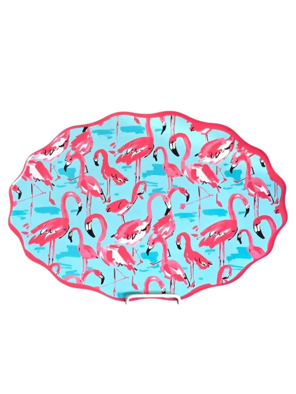 Isaac Mizrahi New York Pink Flamingo Decorated Display Tray 18