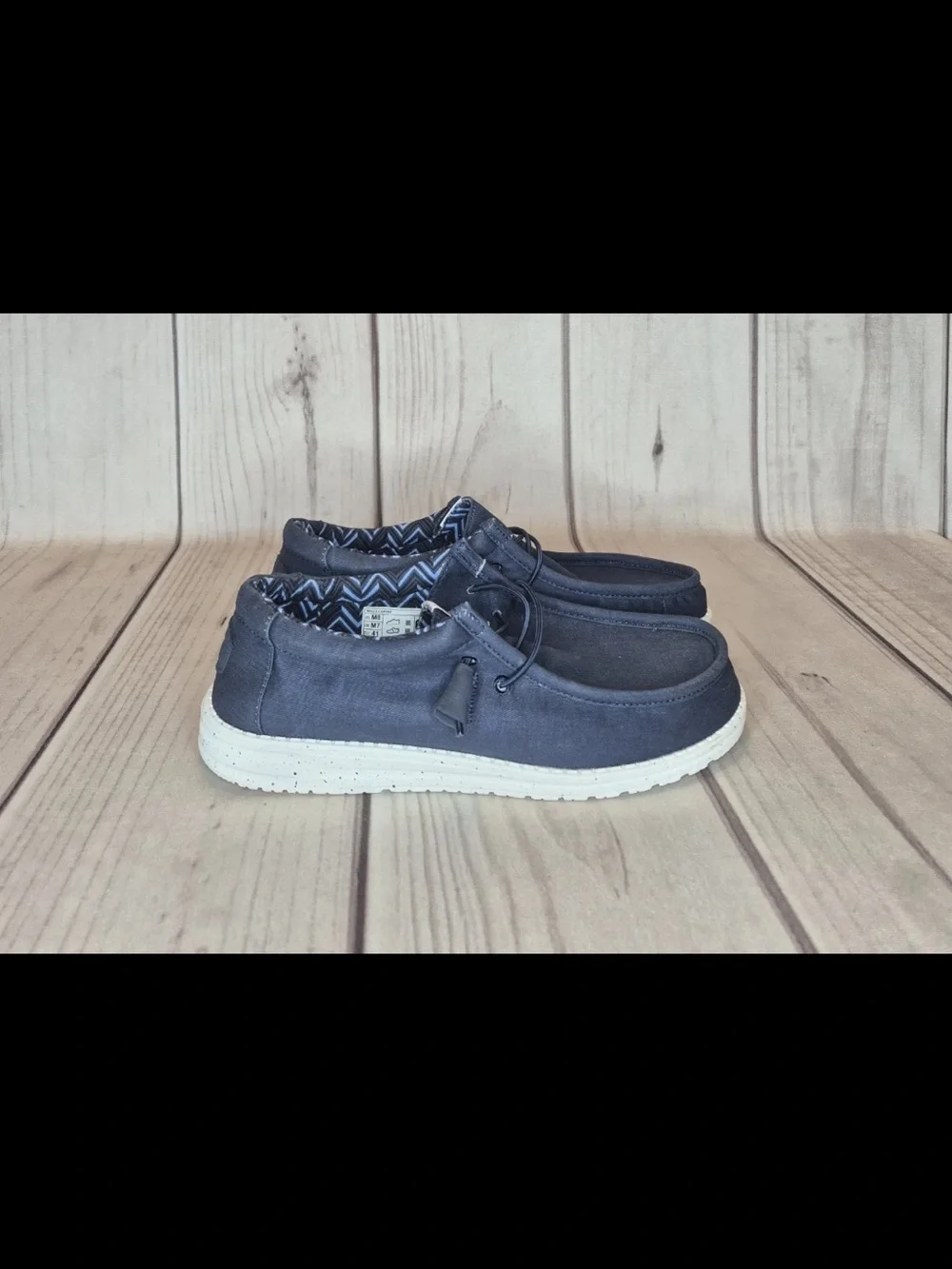 Hey Dude Men's Size 8 Wally Canvas Navy Casual Slip-On Comfort Shoes