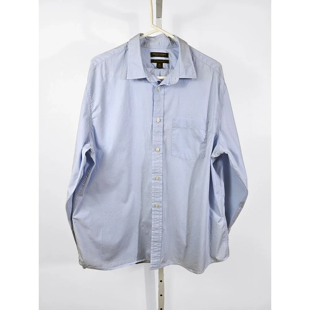 Banana Republic XL Men's Organic Cotton Untucked Standard Fit Light Blue Shirt