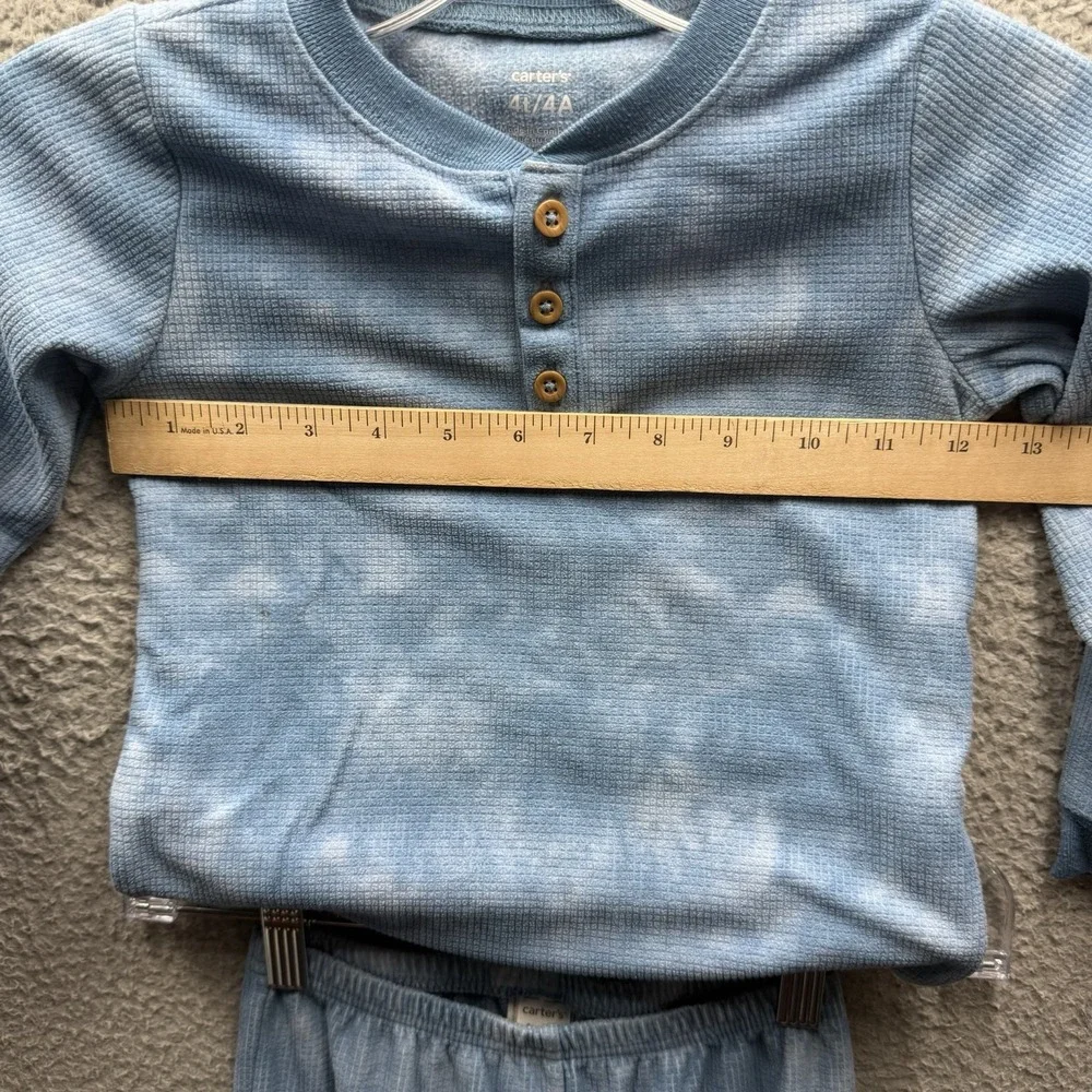 Carters Pajama Set Toddler Boy Size 4T Blue Long Sleeve & Pants PJ Set Boy Sz 4T