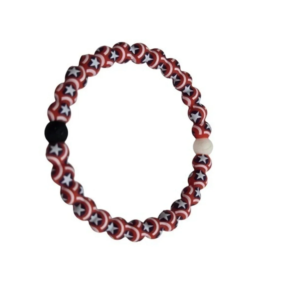 Lokai Bracelet Captain America Marvel‎ Shield Red White Blue Silicone XL