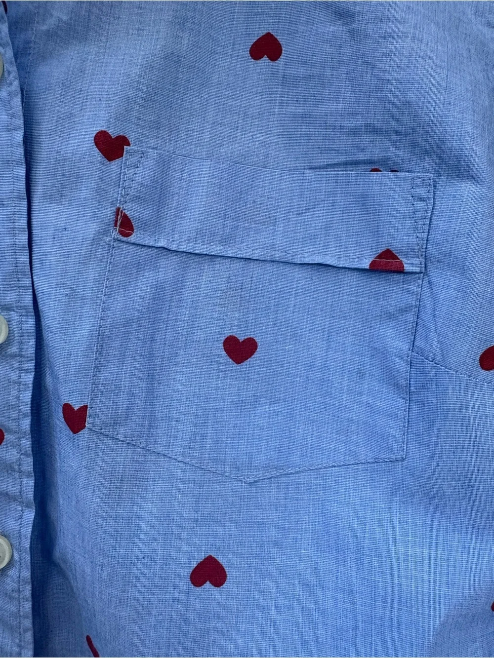 J. Crew Light Blue Heart Print Button-Down Shirt Women’s Size XS NWOT Date Night