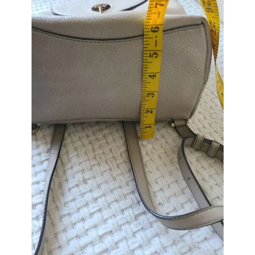 Michael Kors Pebbled Leather Backpack in Light Cream with Gold Hardware