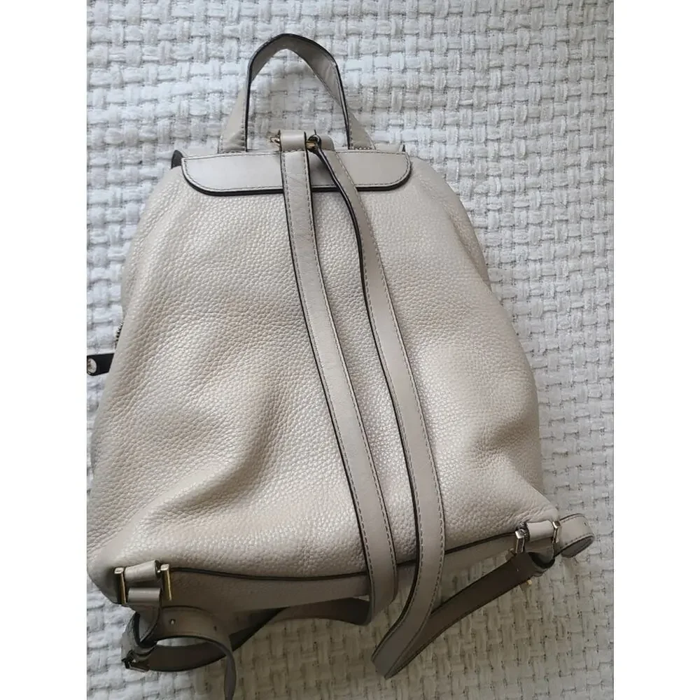Michael Kors Pebbled Leather Backpack in Light Cream with Gold Hardware