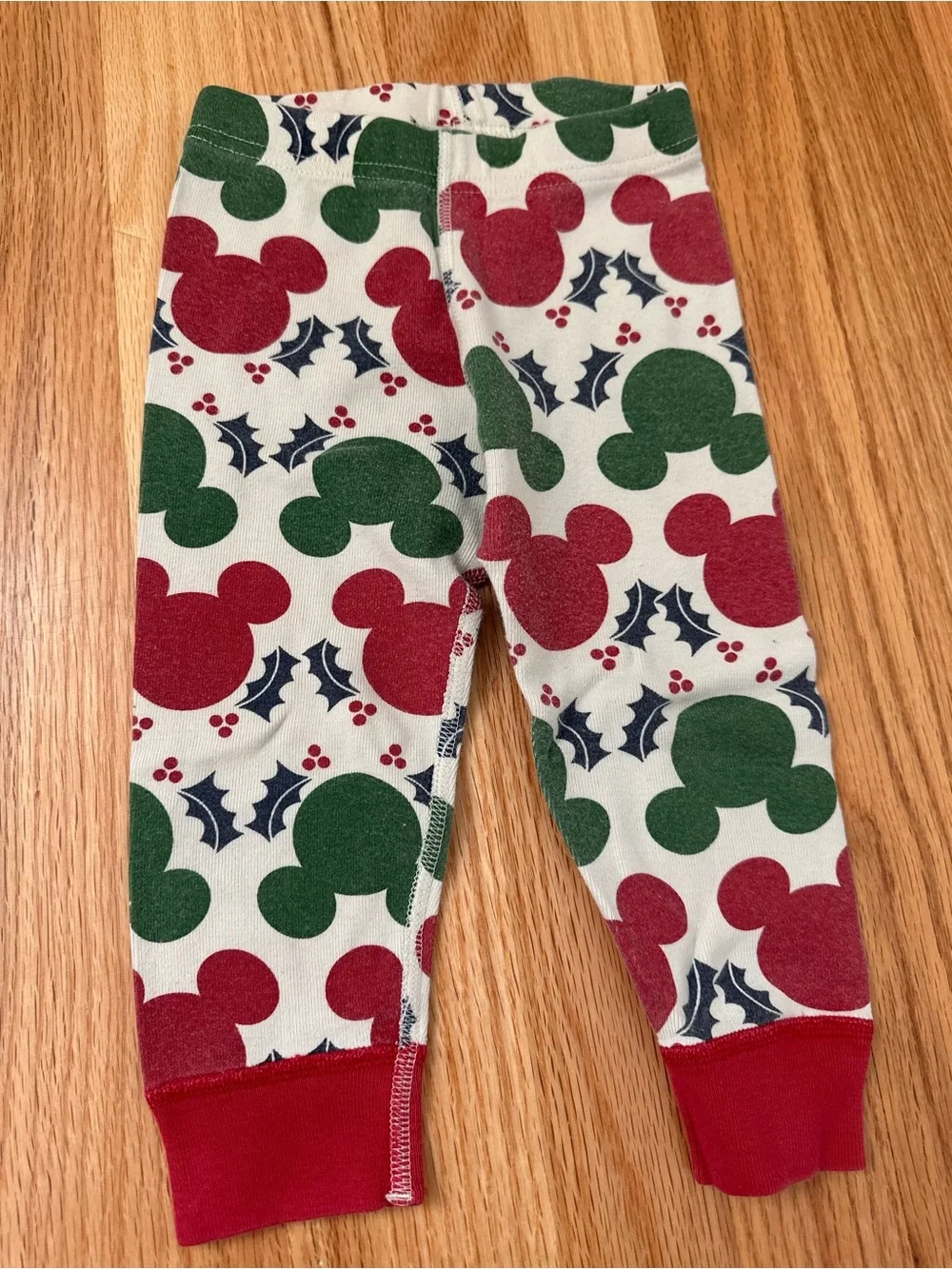 Hanna Andersson Holiday Mickey Mouse Long John Pajama Set - Red & Green 2T