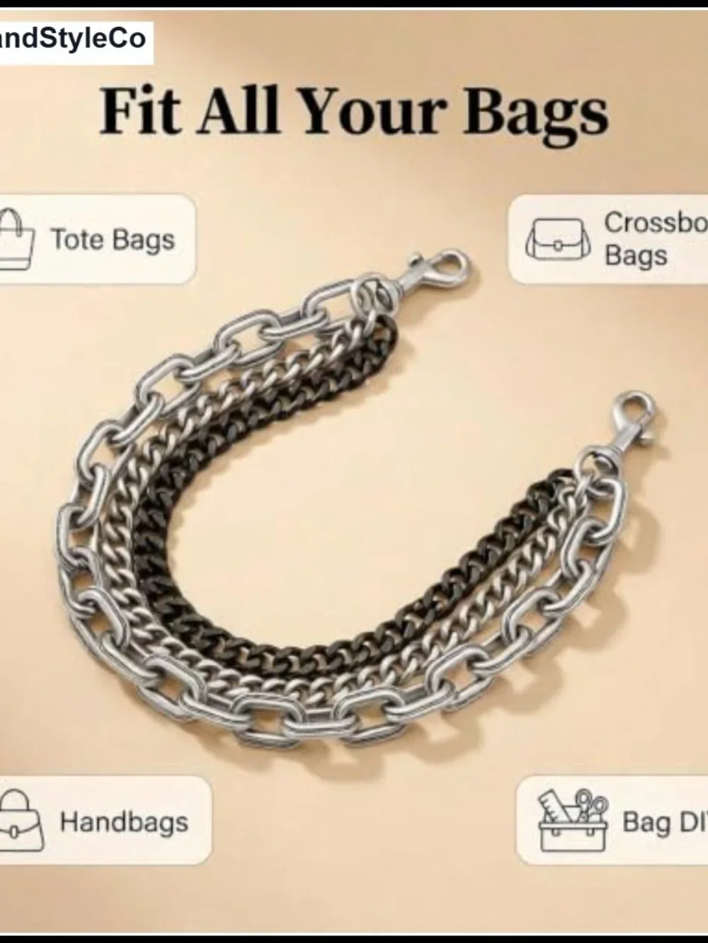 Two-tone vintage bag charm with carabiner, star design