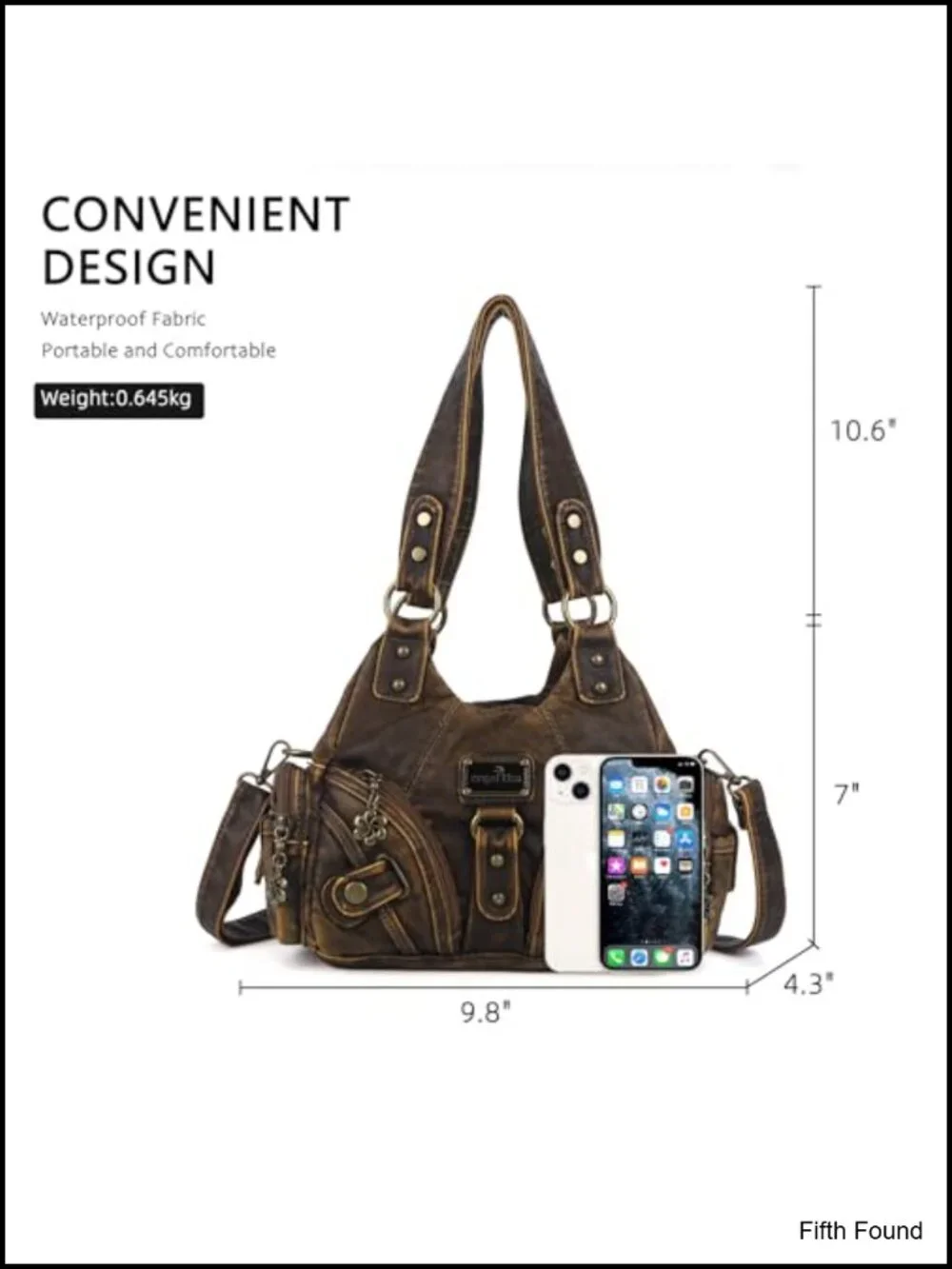 Vegan Leather Multi-Pocket Hobo Shoulder Bag with Zipper