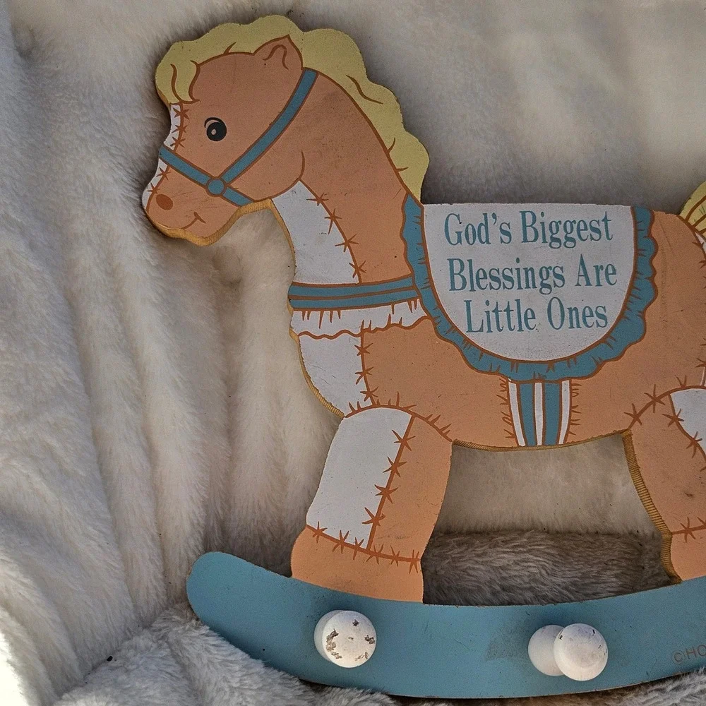 Vintage Rocking Horse Wall Decor God's‎ Biggest Blessings Are Little Ones baby