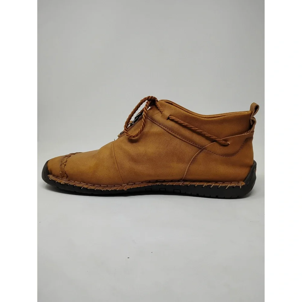 Gorpcore Minimalist Mens Leather Zip Moccasin Boots Size 14 EU 48 Rubber Sole