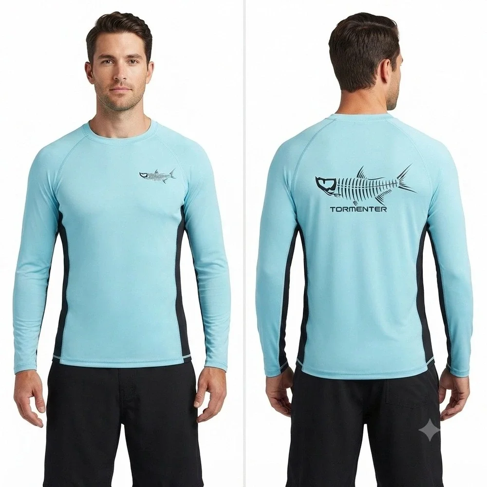 Tormenter Fishing Rash Guard Shirt Mens Medium Rash‎ Guard Long Sleeve SPF 50