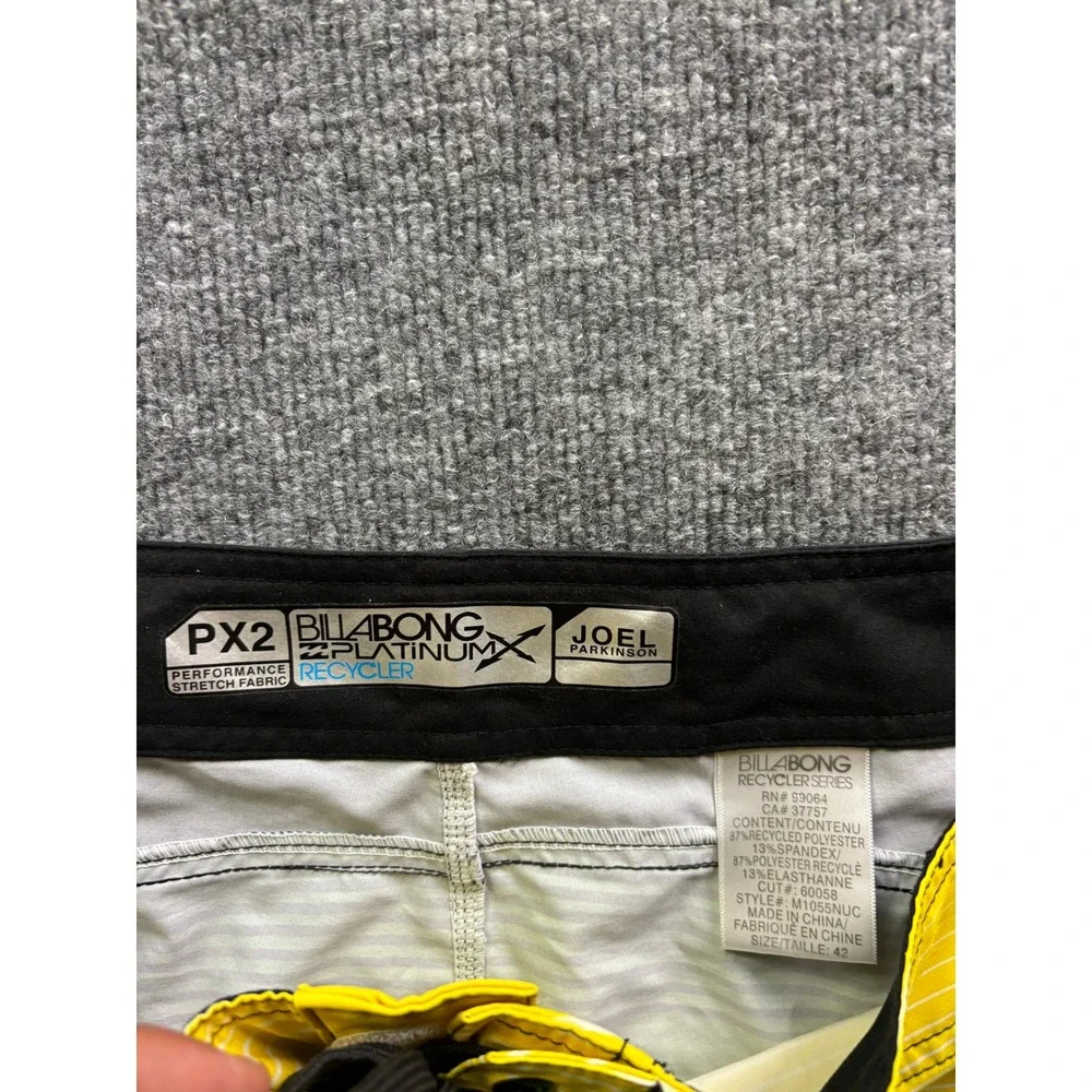 Billabong Board Shorts Mens 42 Yellow Green Platinum X Recycler Joel‎ Parkinson