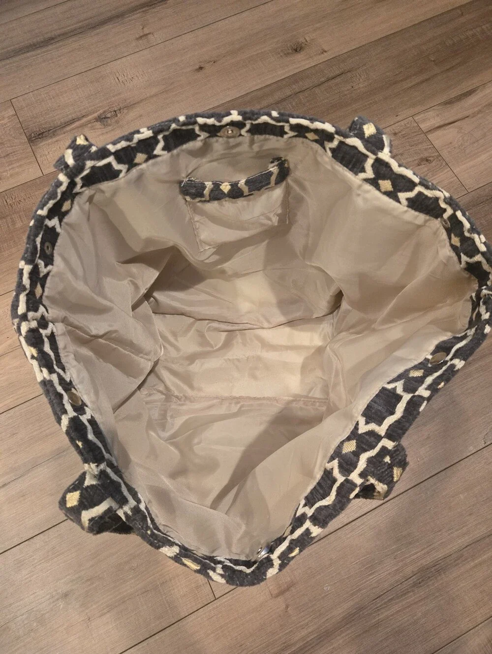Geometric Gray & Beige Fabric Tote Bag