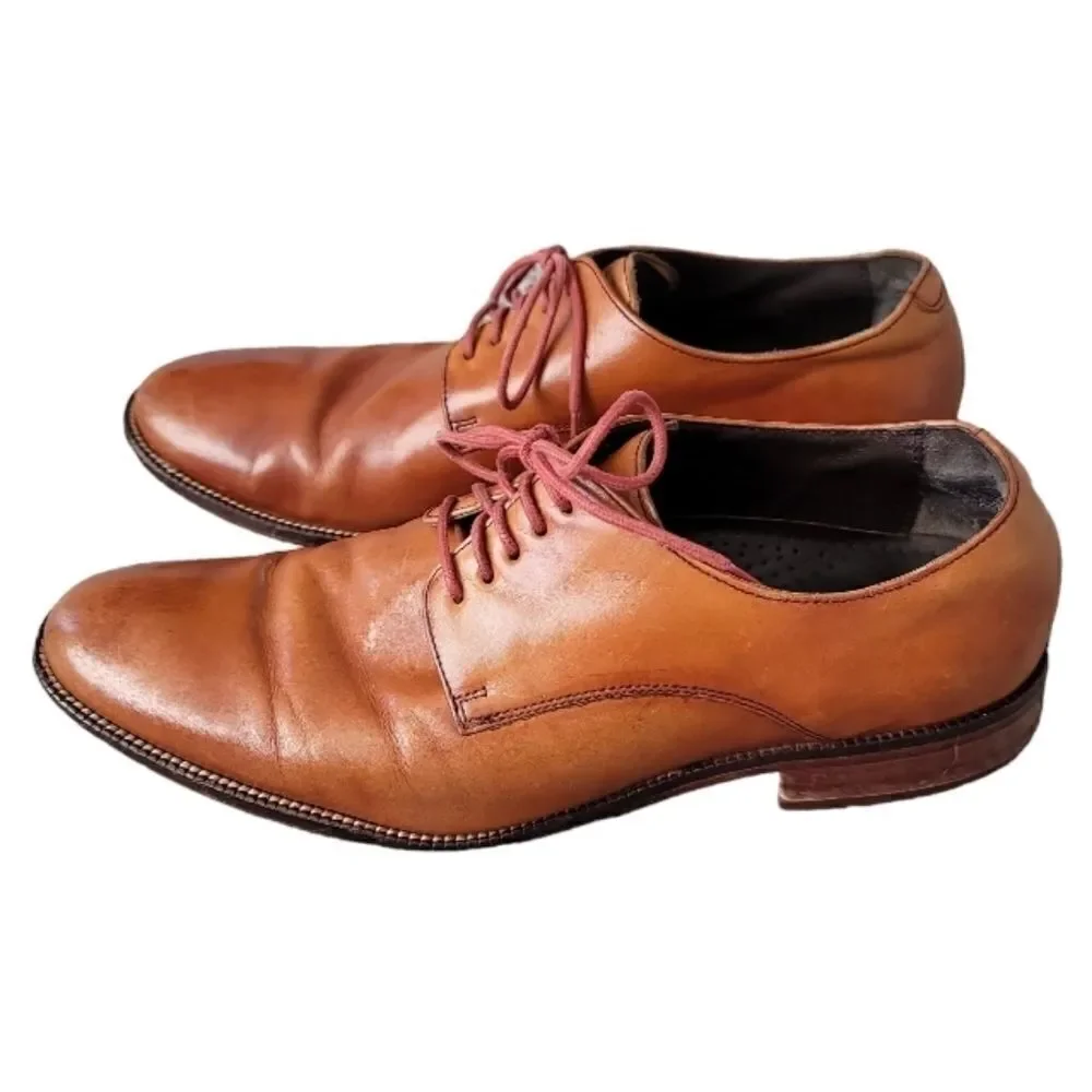 Cole Haan Men's Lenox Hill Oxfords Brown Cognac Leather Shoes 9M C12204