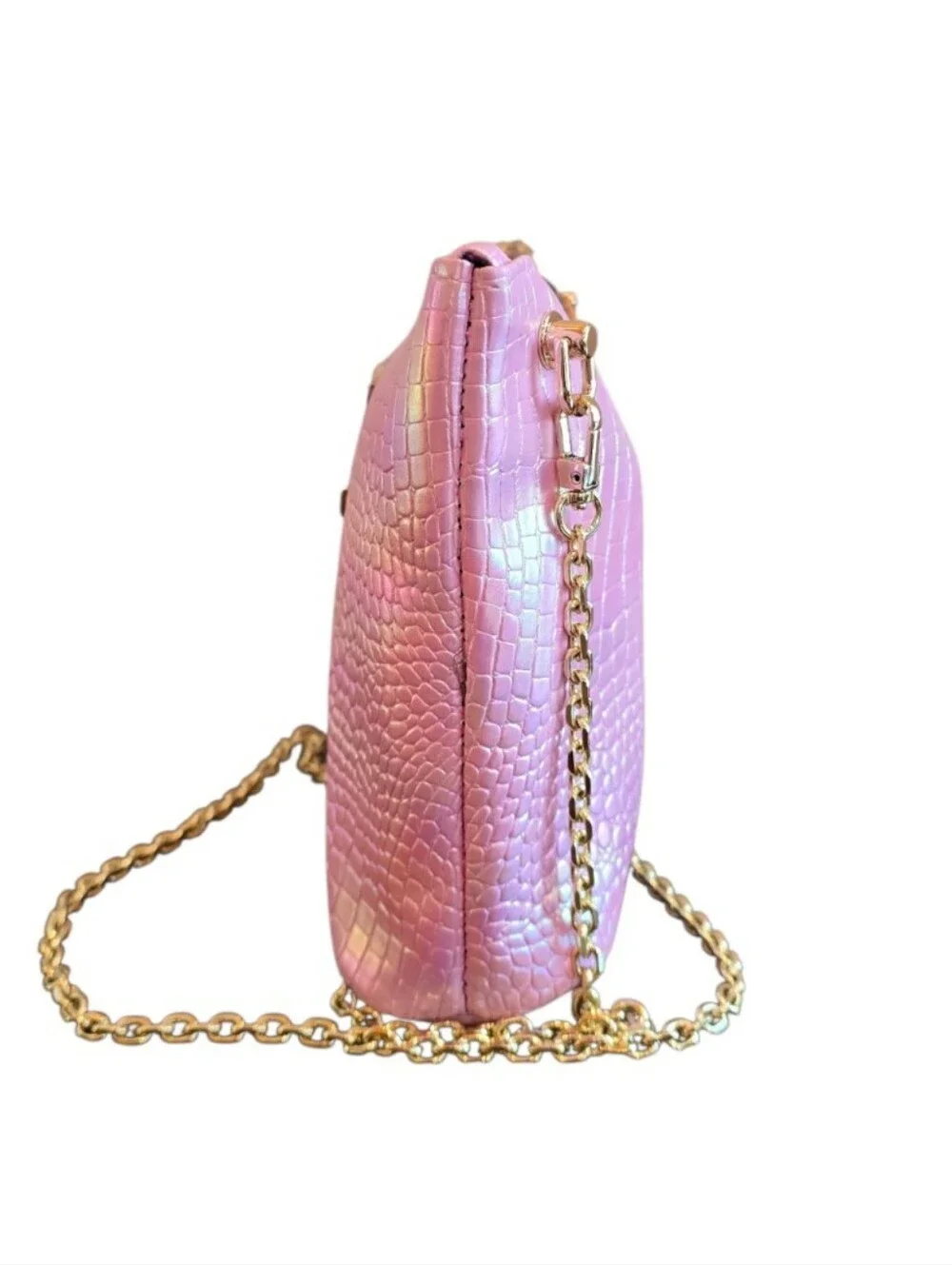Juicy Couture Metallic Iridescent Pink Converted Makeup Crossbody Bag