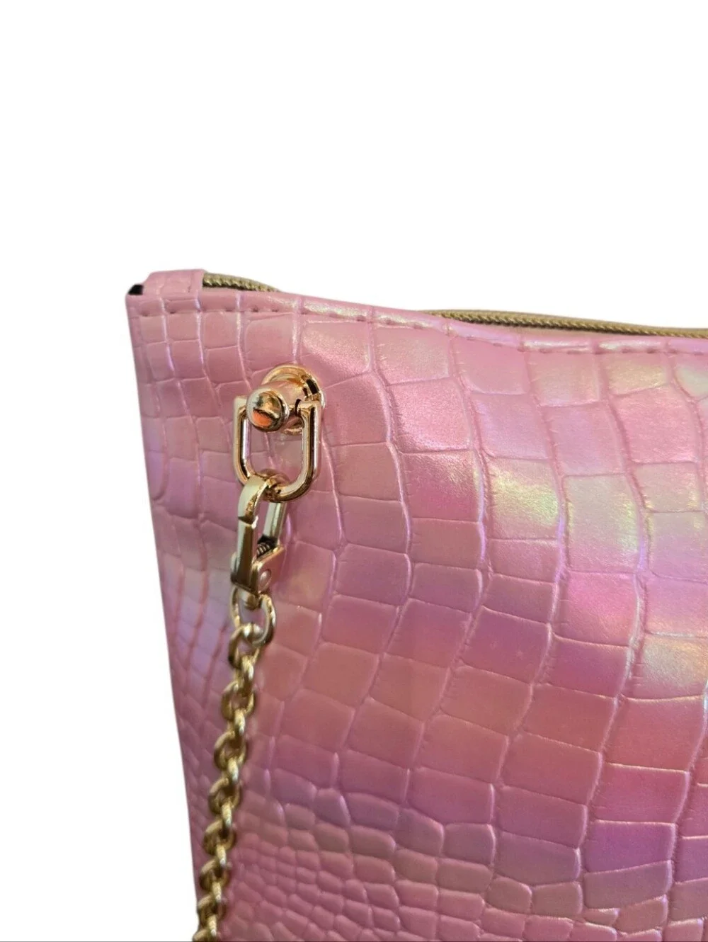 Juicy Couture Metallic Iridescent Pink Converted Makeup Crossbody Bag