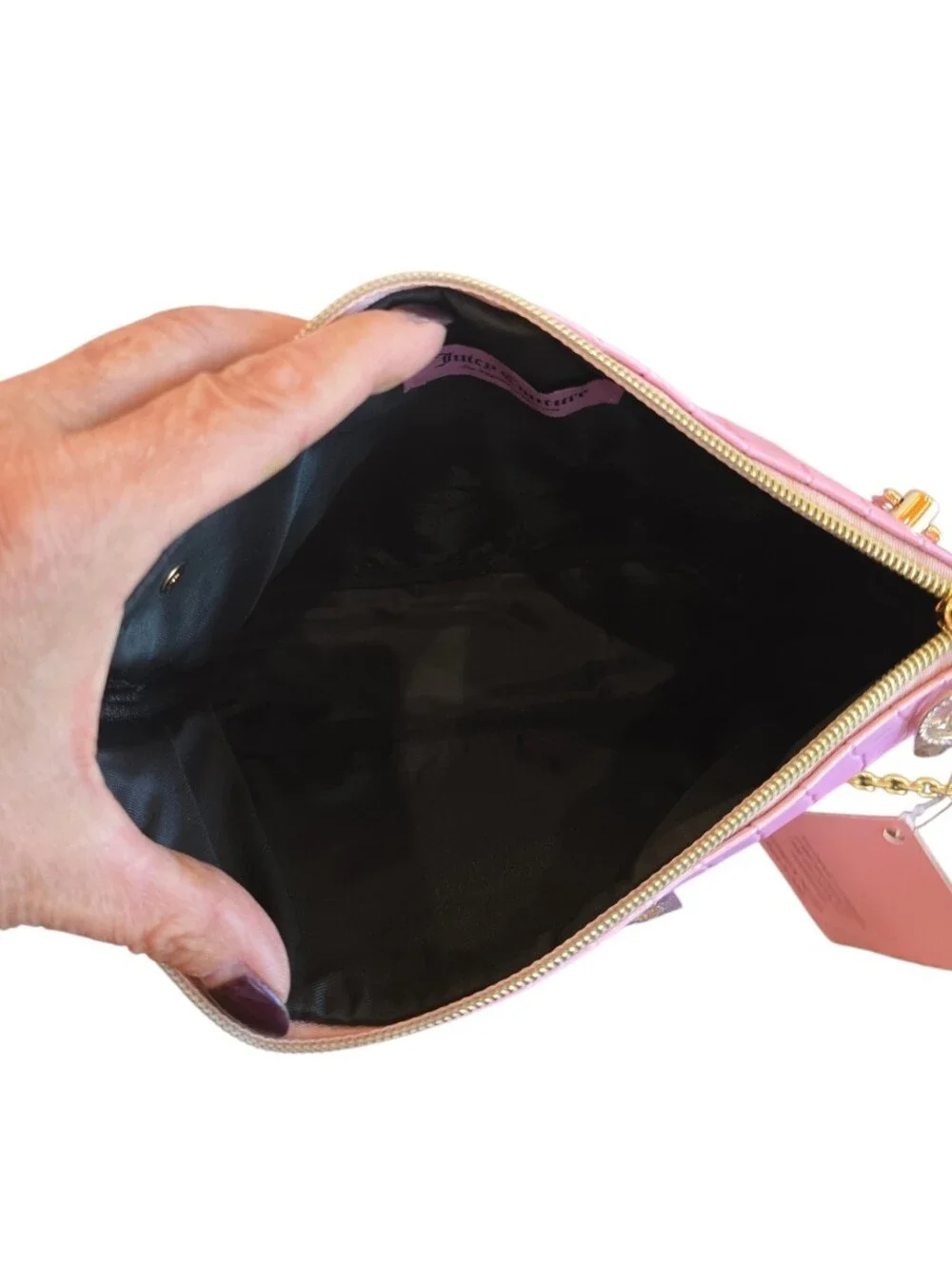 Juicy Couture Metallic Iridescent Pink Converted Makeup Crossbody Bag