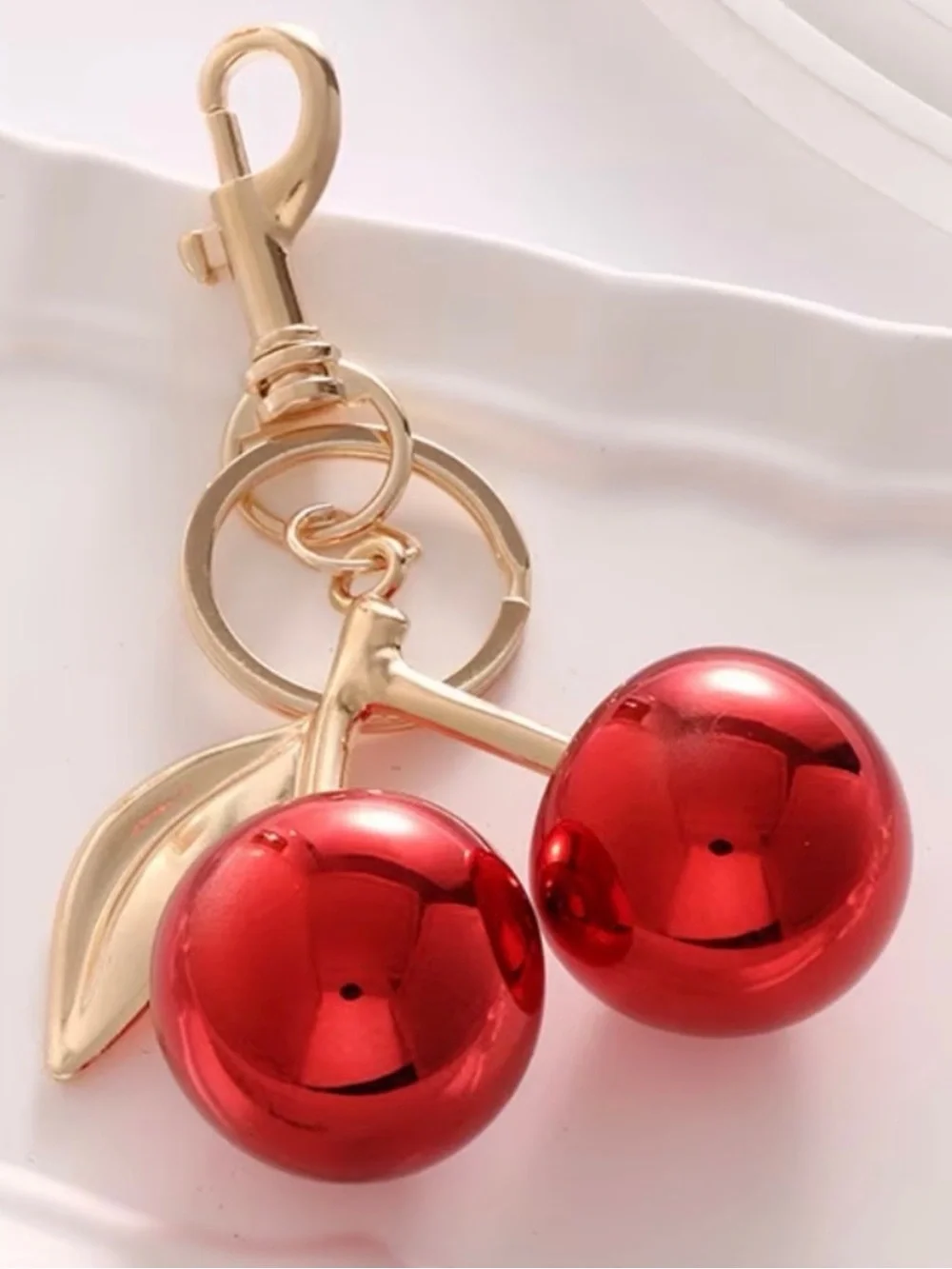 Metallic Red Cherry Bag Charm / Keychain NIP