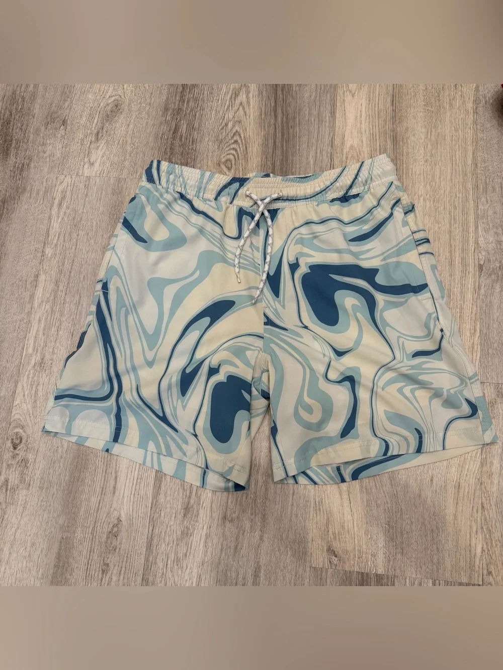 Valor Blue Marble Print Swim‎ Trunks Lined Pockets Size Medium