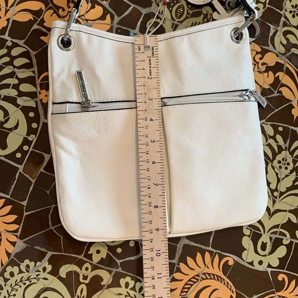 GIANI BERNINI White Crossbody Bag with Silver Hardware