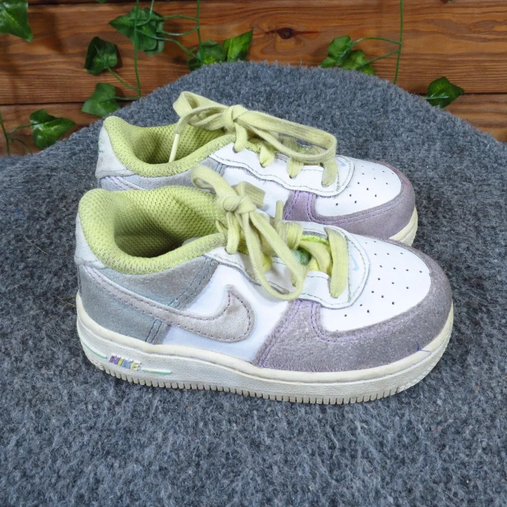 Nike Force 1 LV8 TD Infant Sneakers Size 6 Easter White Multi-Color Leather