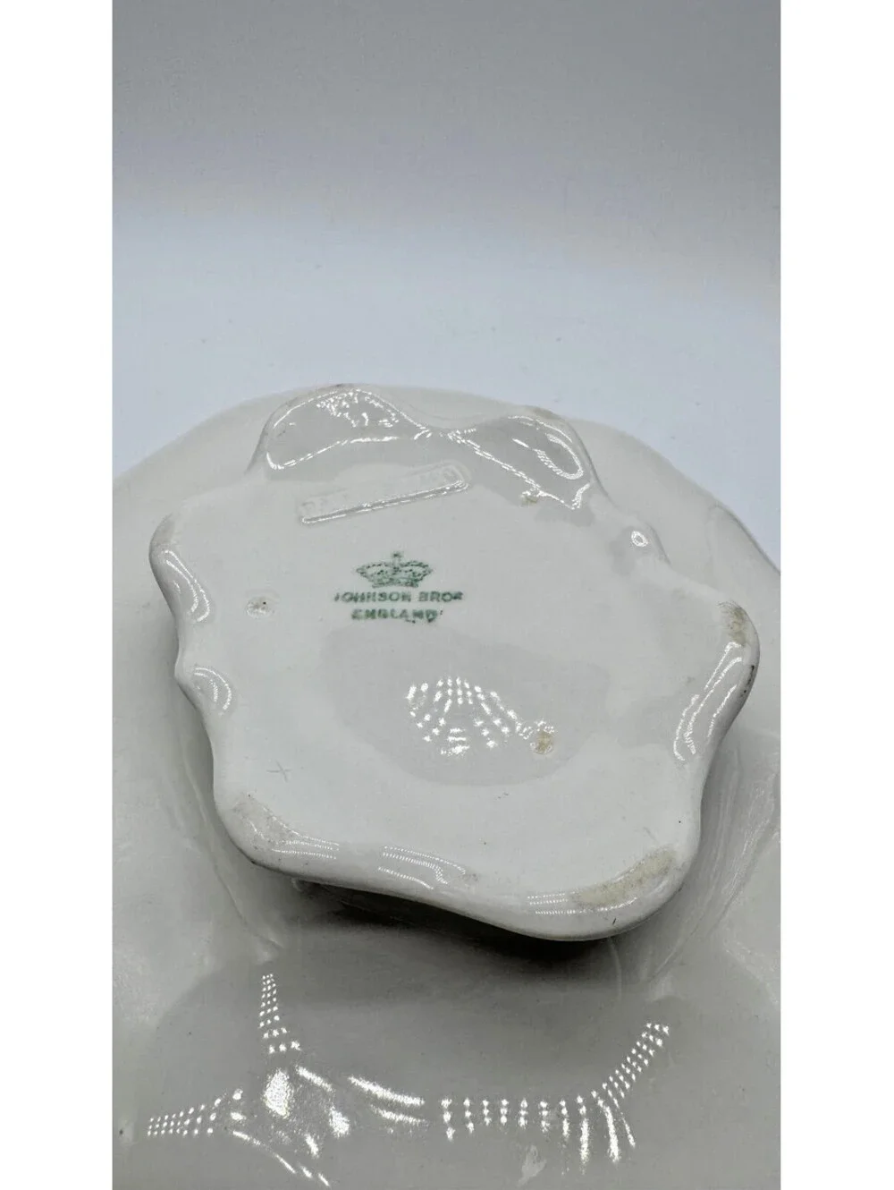 Antique Johnson Bros England White Embossed Covered Vegetable Dish Tureen