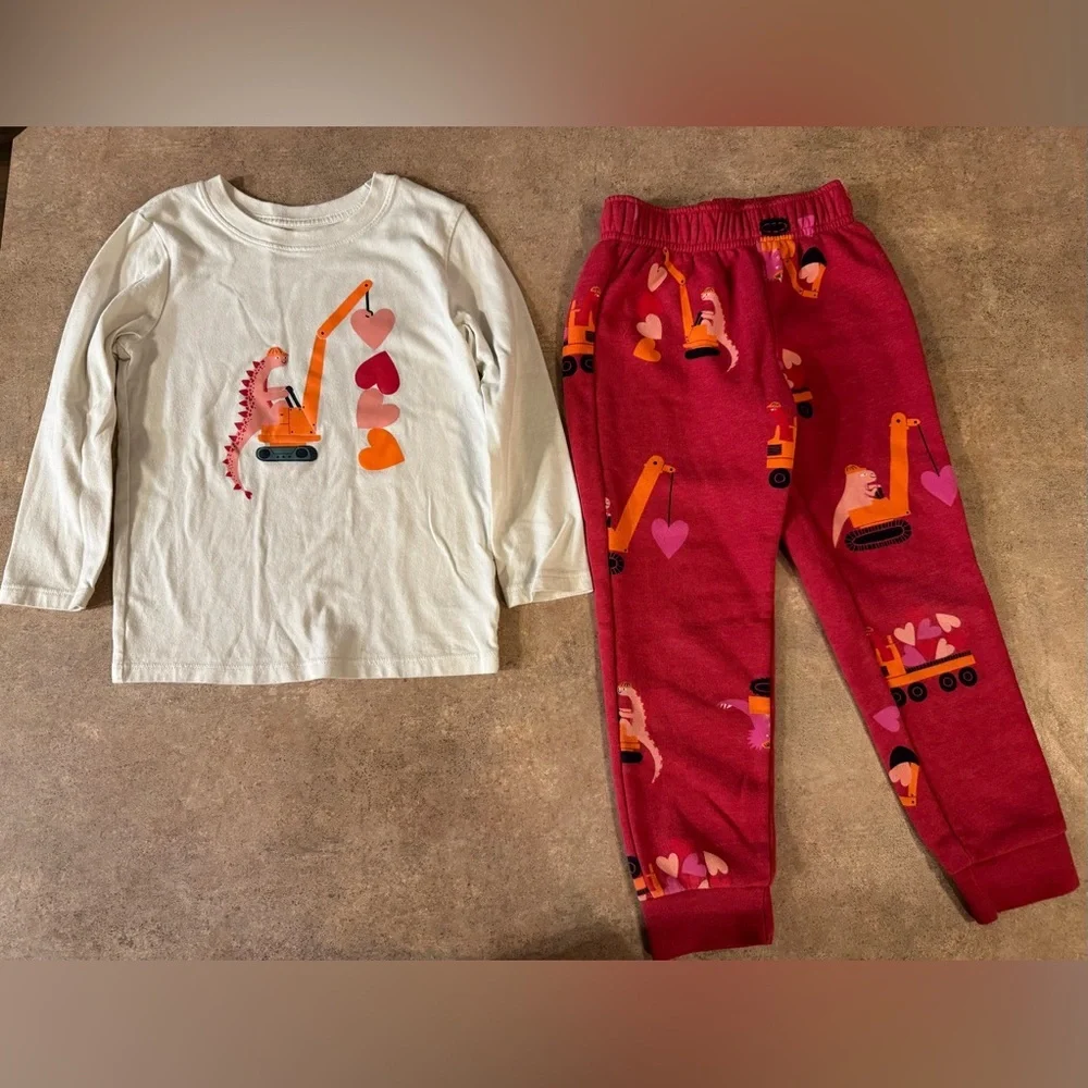 Cat & Jack Kids' Construction Pajama Set - White and Red