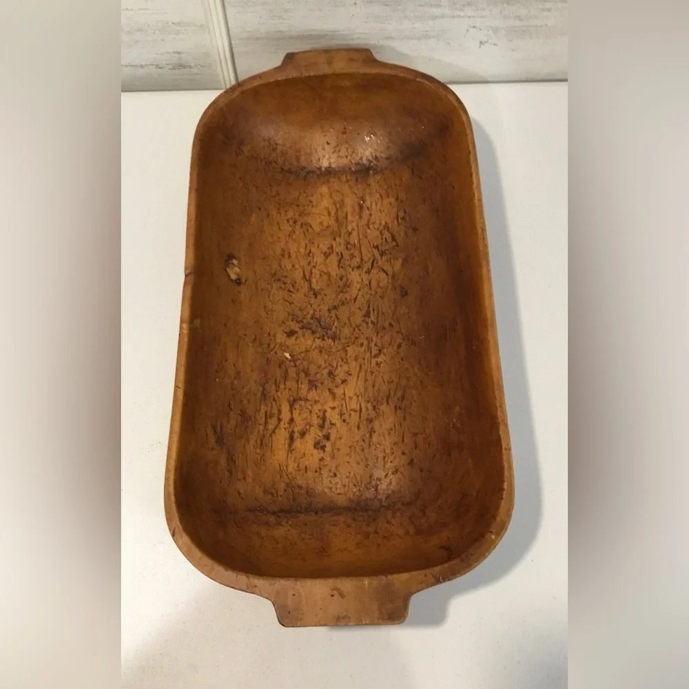 Handcrafted Rustic Wooden Dough Bowl - Brown
