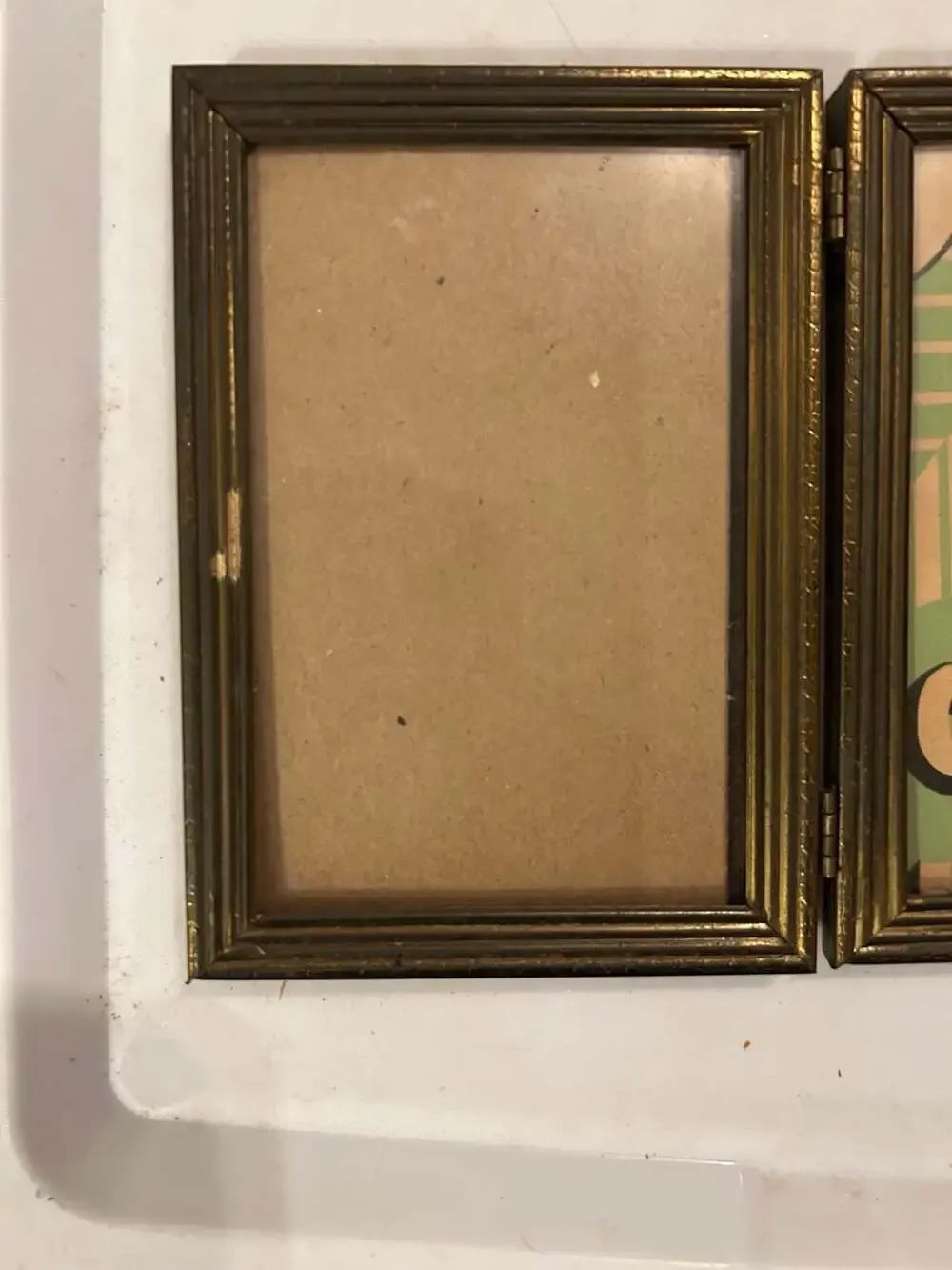 Vintage Brass Hinged Triple Triptych Photo Frame