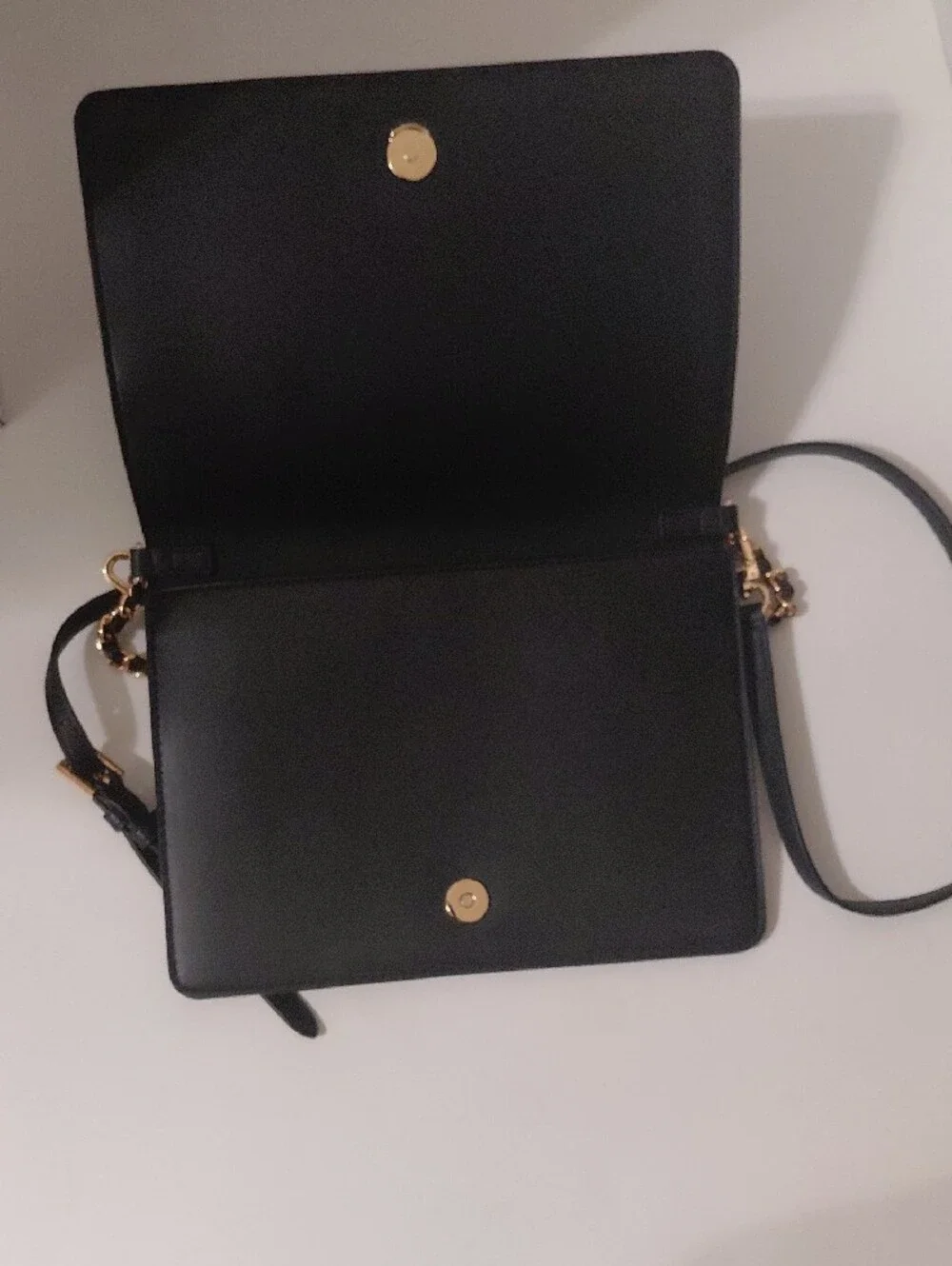 Tory Burch Savannah Black Quilted Leather Crossbody with Gold Chain Trim