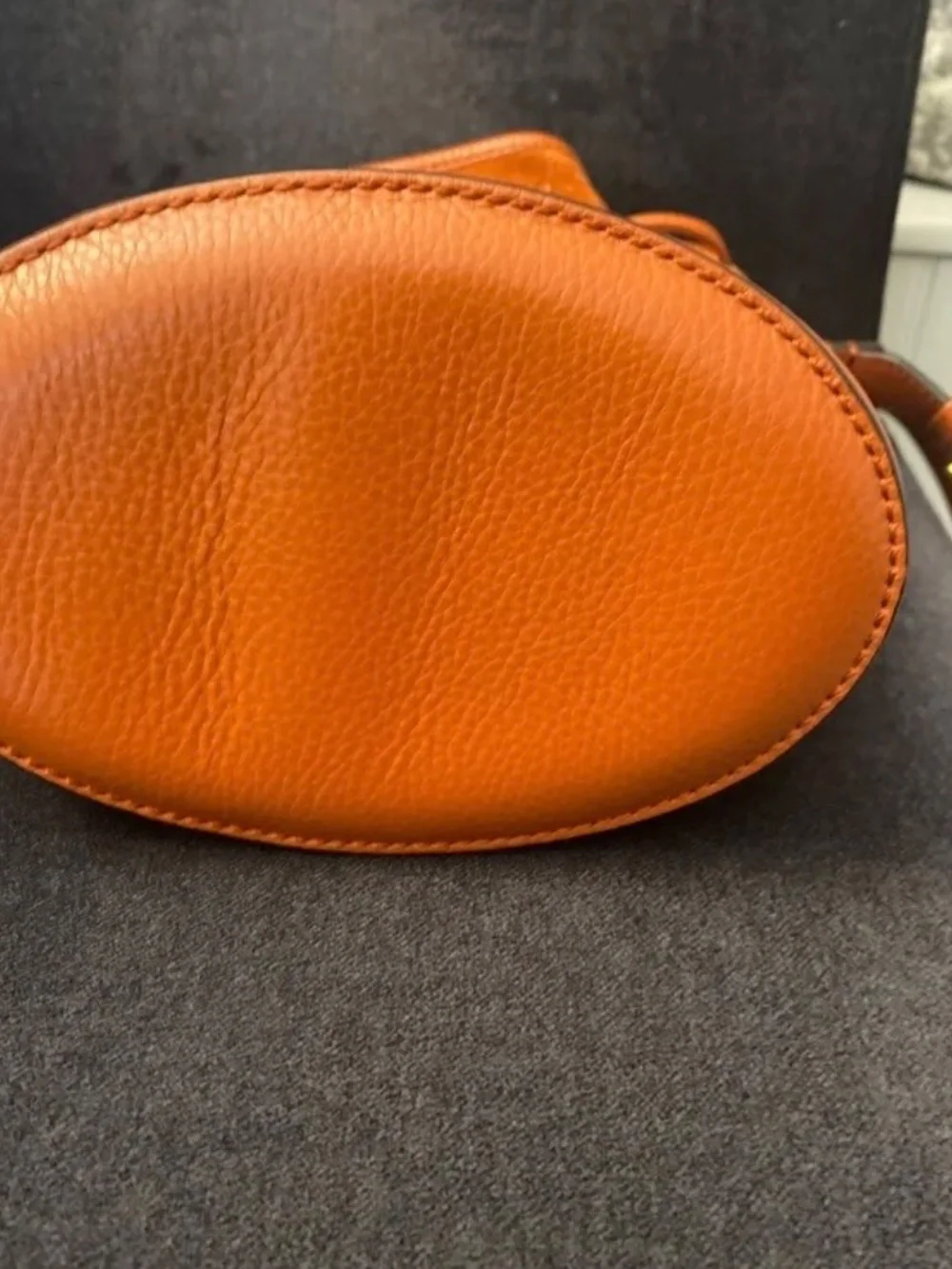 Hogan Hocket Suede Leather Bucket Bag Rust Orange Made in Italy