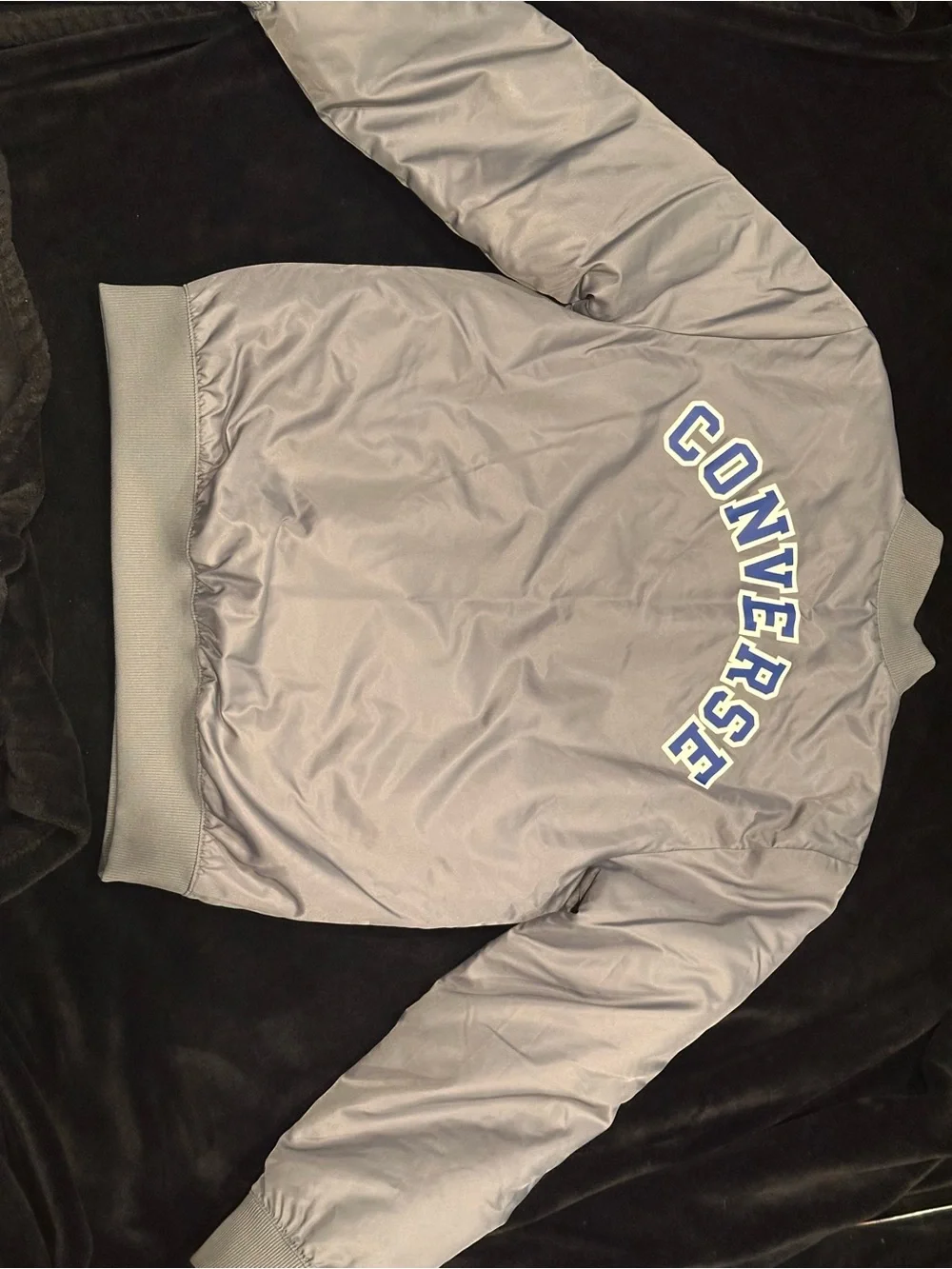 Converse Kids Silver Gray Bomber Jacket with Star Patch