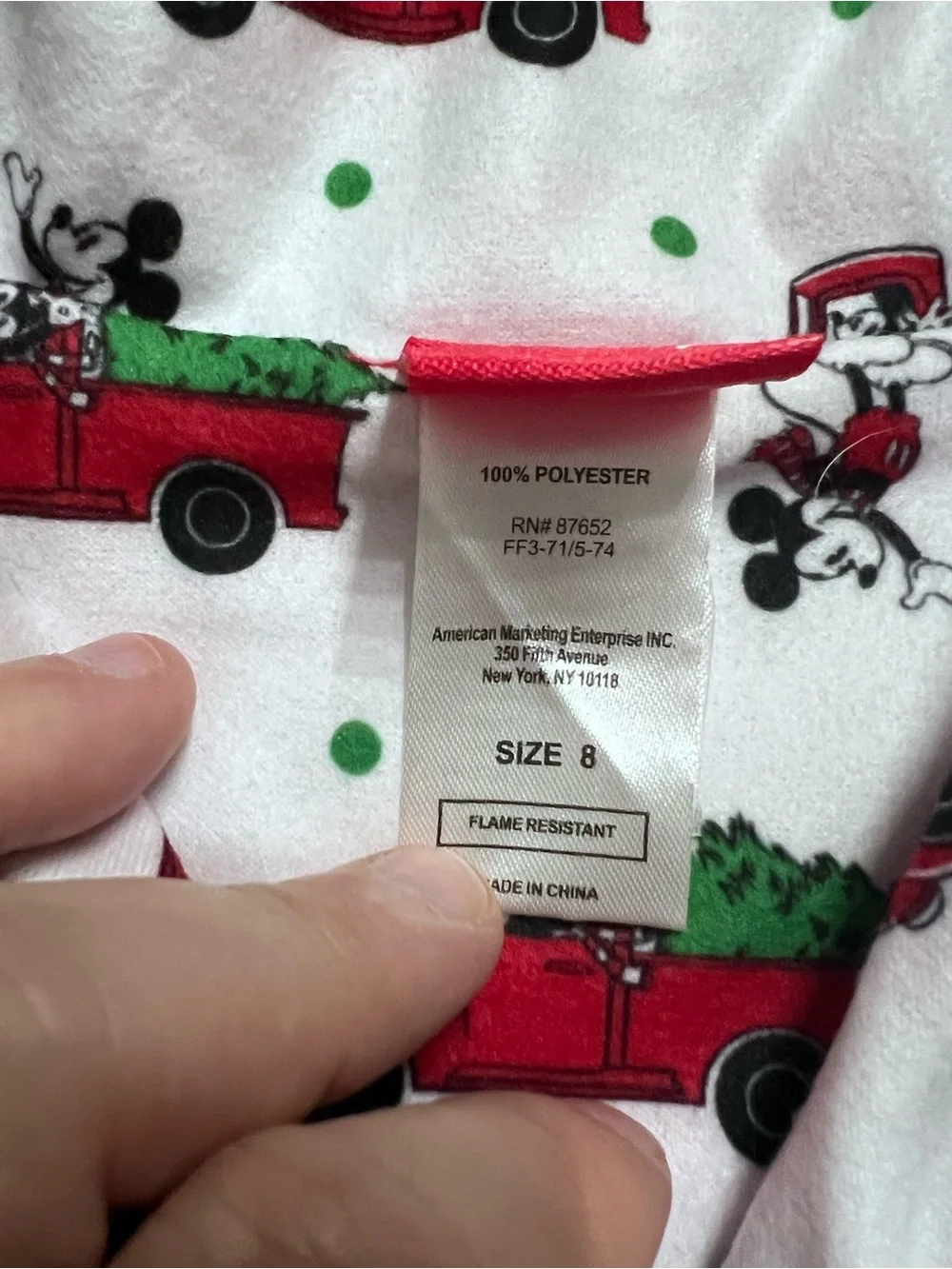 Disney Mickey Mouse Christmas Pajamas Set Unisex Kids Size 8 Red Truck Trees