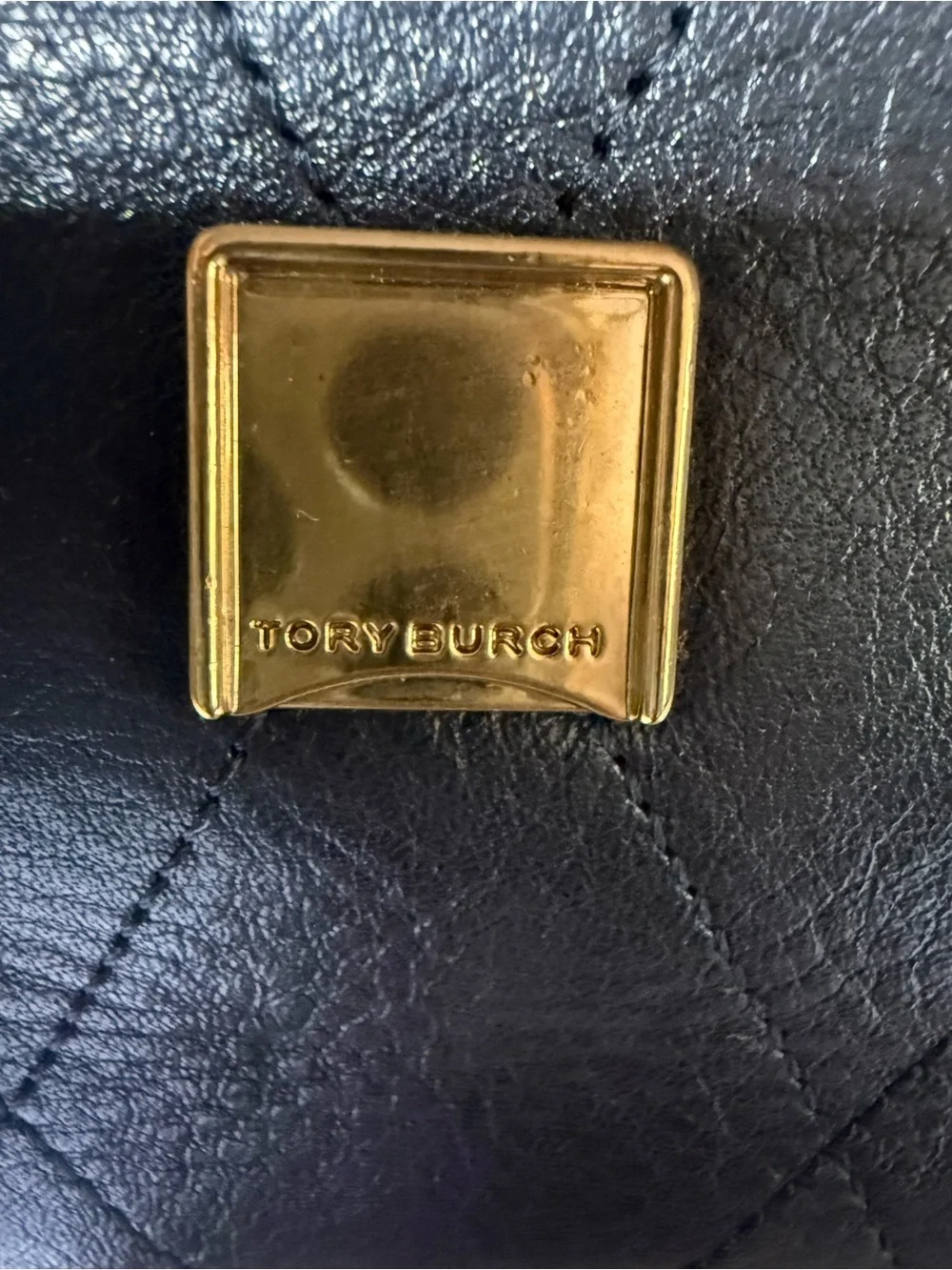 Tory Burch Black Quilted Leather Charlie Medium Shoulder Bag with Gold Hardware