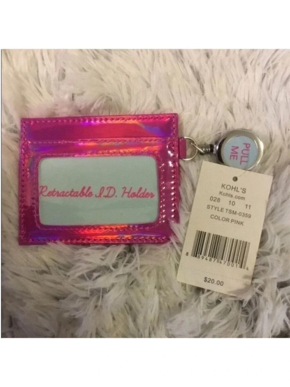 Kohl's Woman' or student retractable ID case attached retractable clip