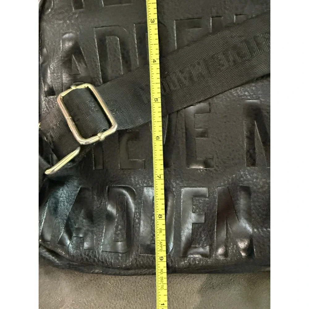 Steve Madden Black Embossed Logo Mini Backpack‎ Convertible Strap Tassel Detail