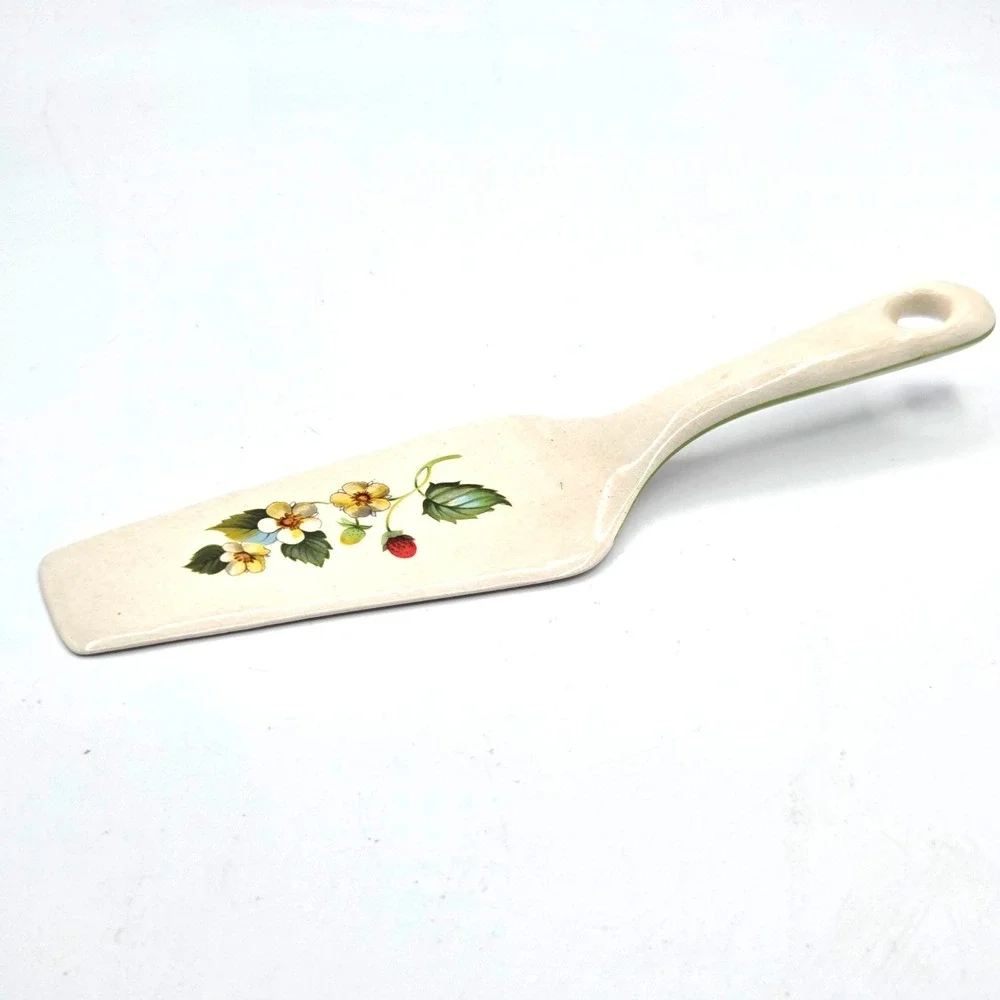 James‎ Kent Old Foley Pie Server Strawberry Pattern Green Trim Vintage