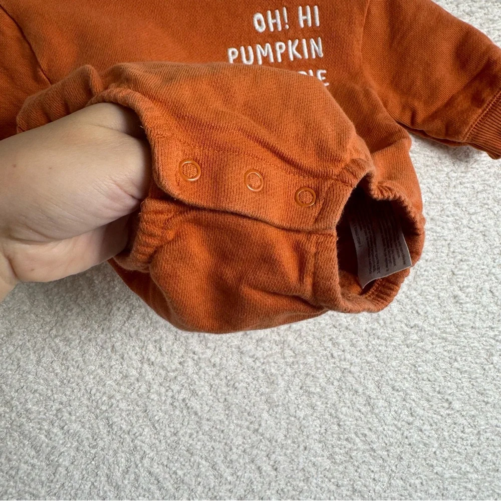 Oh‎ Hi Pumpkin Pie Harvest Orange Long Sleeve Sweatshirt Body Suit Size 3 months