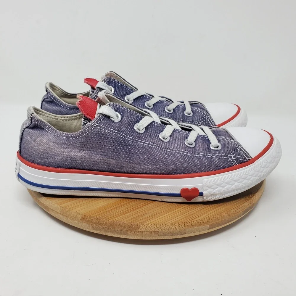 Converse All Star Kids 3 Shoes Denim Love Blue‎ Hearts Sneakers Youth Girls Boys