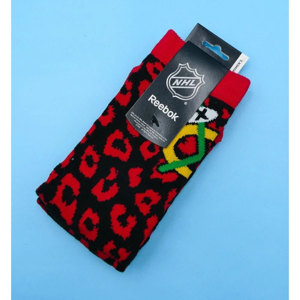 Chicago Blackhawks Crew Socks Womens One Size Reebok Red Hockey‎ NHL Mid Y2K