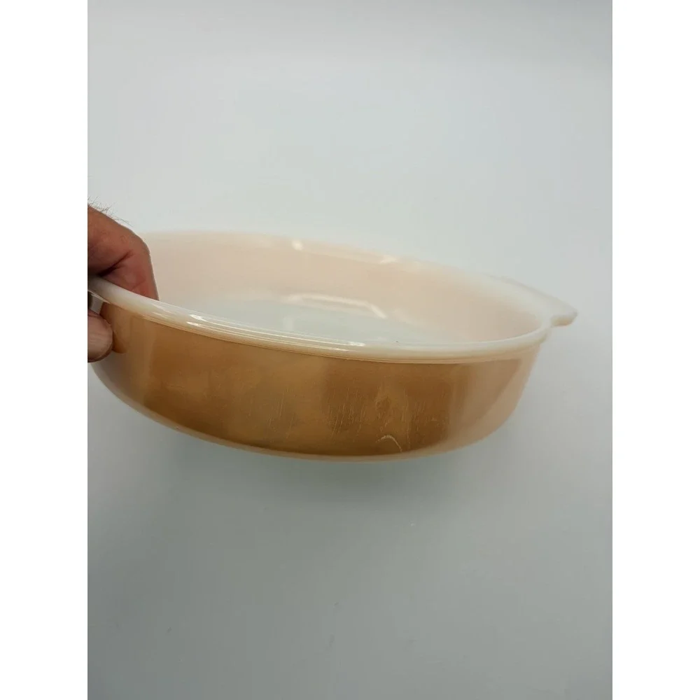 Vintage Fire-King Peach Lustre Bakeware Lot Casserole Baker Ramekins USA - 6 EA