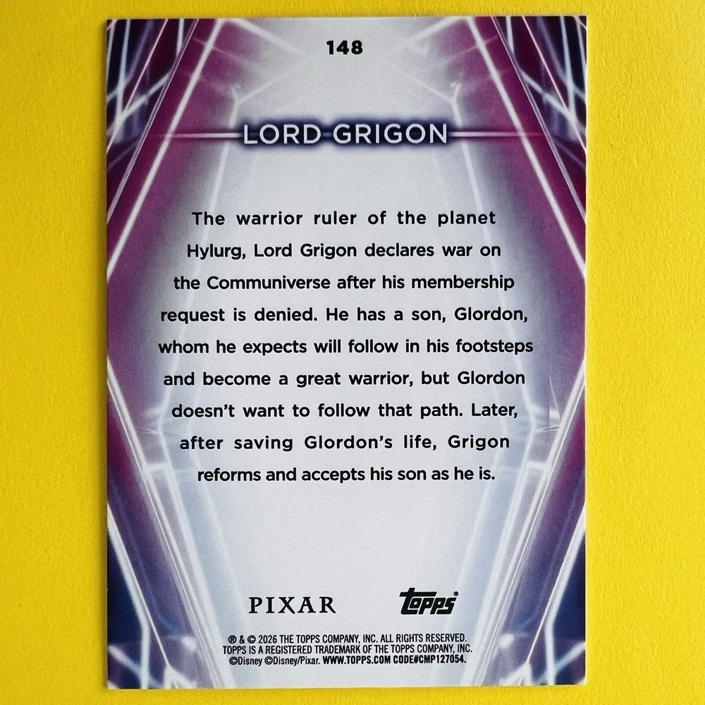 2026‎ Topps Disney Neon Lord Grigon #148 Pixar Base Card