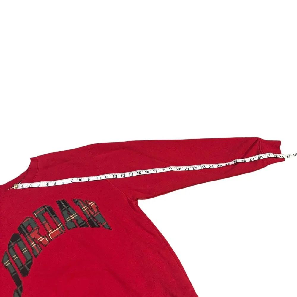 Jordan Brand Plaid Holiday Sweatshirt Red‎ Mens Small Casual Festive Fleece