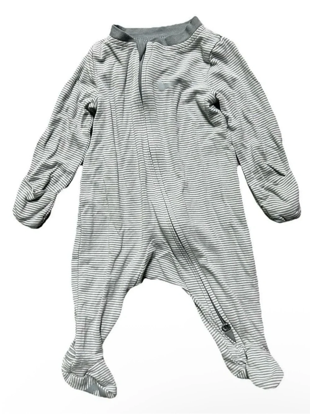 Baby Footie Pajamas Nike Two Way Zipper Size Newborn Fold Over Mittens