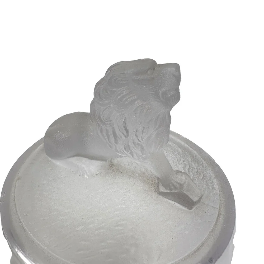 Vintage Gillinder & Sons EAPG Frosted Lion Clear‎ Glass Marmalade Jar with Lid