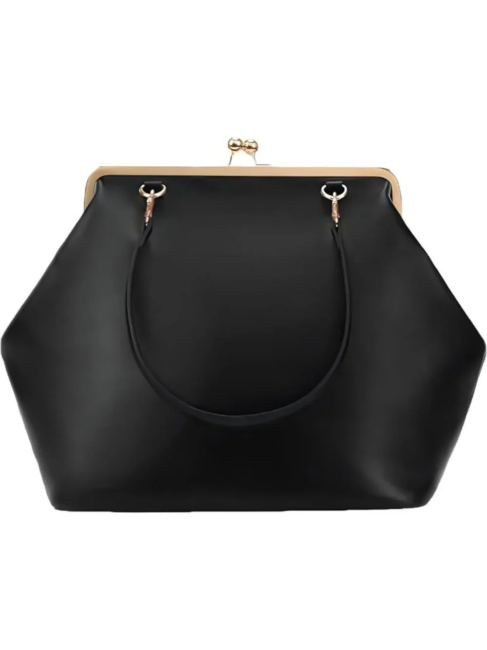 Chic Kiss Lock Tote Handbag | Stylish Underarm Shoulder Bag & Clutch Purse